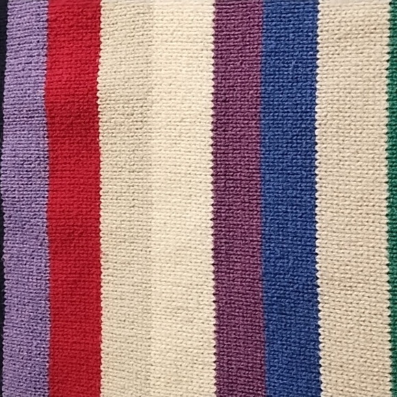 Cotton Blend Navy Raglan Sleeve Multi Stripe Crew Neck Mid-Weight Sweater - Picture 7 of 10